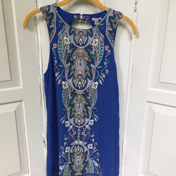 Ecote' Blue Boho Sleeveless Mini Dress - Picture 3 of 13
